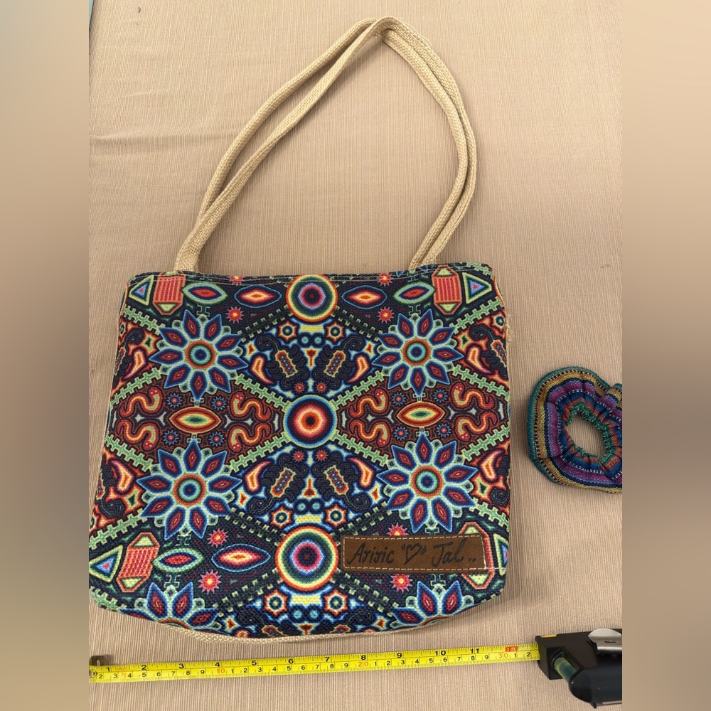 Mexican cloth purse with ponytail holder